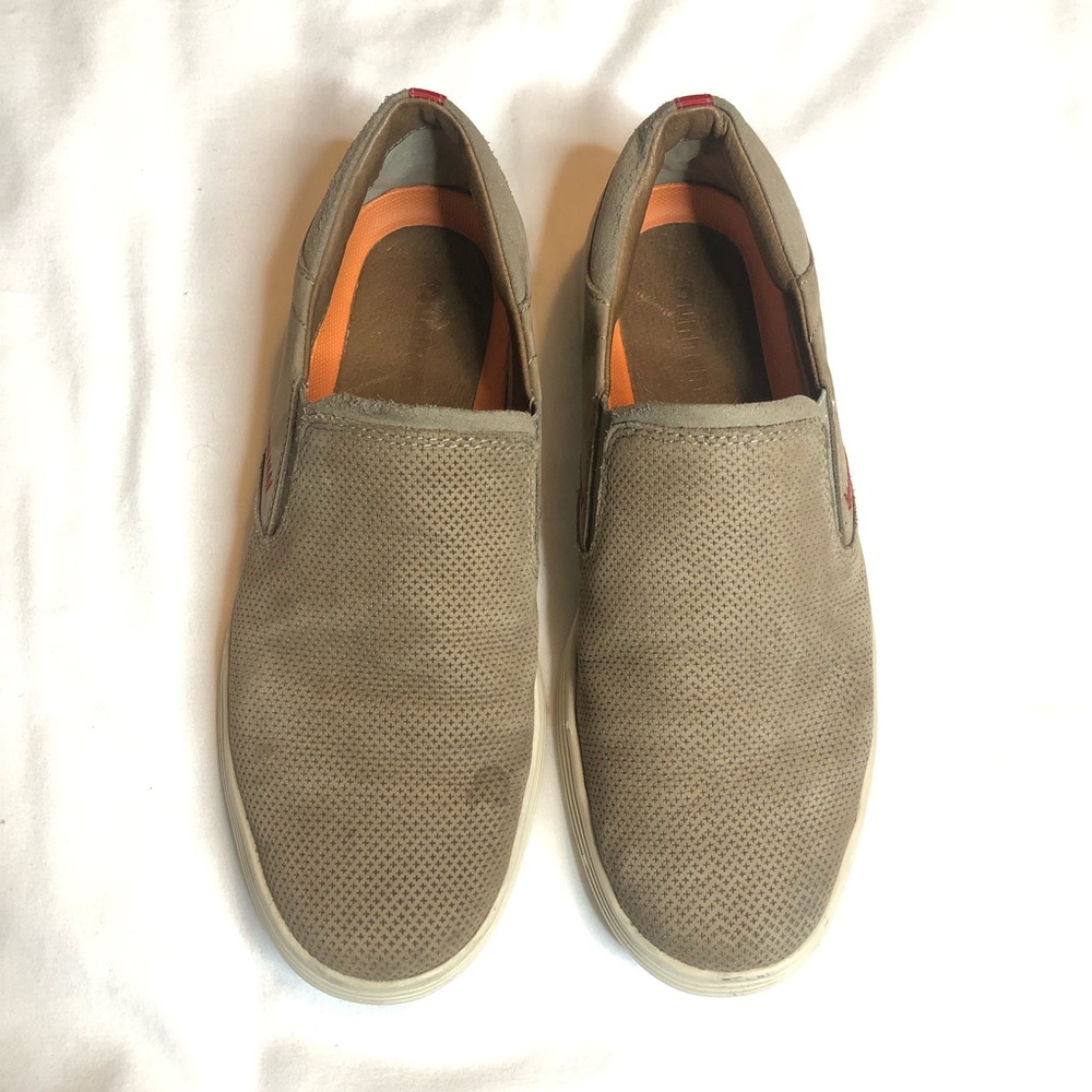 Dunham Colchester Taupe Perforated Leather Upper Slip On Sneakers Shoes View 4